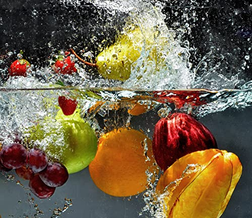 Queence Ceranfeldabdeckung Obst und Beeren Induktionsherd-Abdeckung 60x52 cm | Herdabdeckplatte aus Acrylglas | Herdschutz | Spritzschutz | Abdeckplatte
