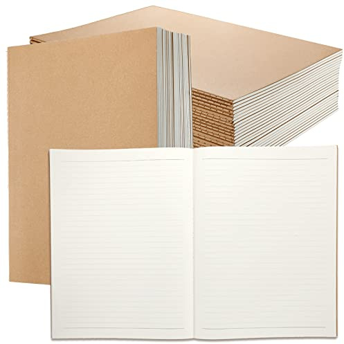 Lincia 24 Pack Large Kraft Notebooks Bulk, 8.5 x 11 Inch College Ruled A4 Subject Diary Journals Notebooks for Office Notes Writing Supplies, 60 Pages
