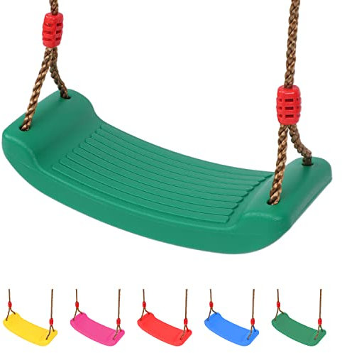 SILVER VALLEY Deluxe Garden Swing Seat for Children Kids with Adjustable Reinforced Ropes Ideal for Swing Sets and Climbing Frames (Green)