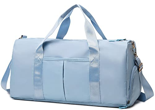 Sporttaschen für Damen und Herren, Reisetasche und Handtaschen - mit Schuhfach und Nassfach - Travel Bag für Sport, Fitnessstudio, Duffle Bag für Wochenendreisen (Hell-blau)