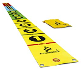 HAEST - Zonenband für Weitsprung, 440 cm Messhilfe für Kinderleichtathletik, DLV & DOSB konform, robuste PVC-Plane mit 24 farbigen Zonen, inkl. Tragebeutel, für Schule und Verein