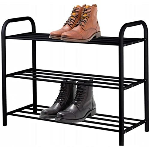 NYS - Schuhständer Mit 3 Ebenen - Robuster Metallschuhschrank - Schwarzer Schuhständer für Flur - Schuhregal und Aufbewahrung
