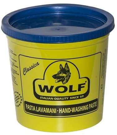 Pasta lavamani wolf 1 kg. Ideale per sgrassare e pulire le mani dopo lavori su cantieri e officine.