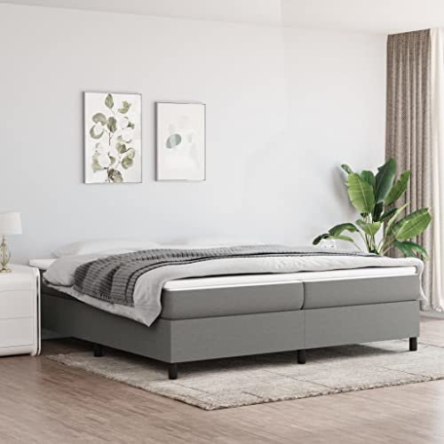 Annlera Bettgestell 203x200x35cm Grau Stoff,Sperrholz,Holzwerkstoff Jugendbett Boxspringbett Polsterbett Bett Im Gästezimmer Massivholzbett Robusten Kinderbett Bettgestell Lattenrost
