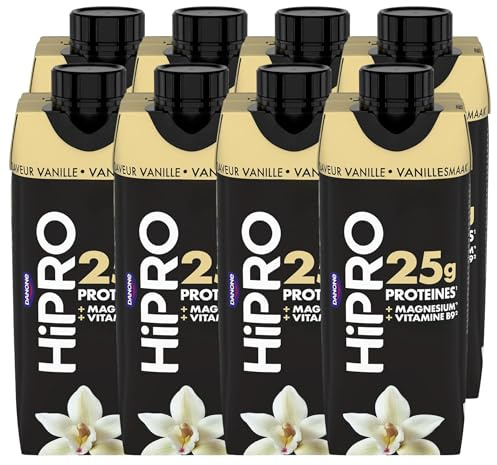 Hipro Boisson Protéinée Goût Vanille, 8 x 330ml