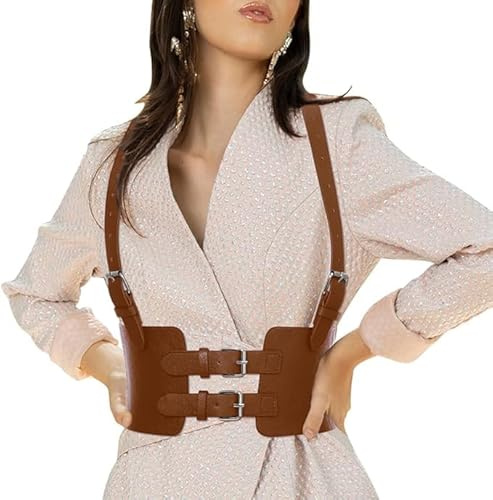 Bcenoilua Femme Punk Cuir Corset Taille Harnais Ceinture Noir Gothique Gilet Ceinture en PU Cuir Sexy Réglable Bijoux de Corps pour Cosplay Fête Rave Halloween Costume