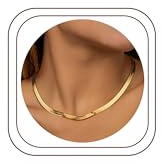 Finrezio kedja i guld för kvinnor, 14K, förgylld ormkedja, choker i rostfritt stål, halsband, fiskbenskedja för kvinnor, skiktat, justerbart halsband, smycke, födelsedagspresent 30,48 cm/16 tum (L),