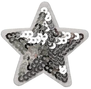SYSUII 10PCS Bestickte Patches zum Aufbügeln Glitzer Pailletten Fünfzackiger Stern Bestickte Aufnäher zum Aufnähen Bügelflicken Patches Applikation für Hut,Jeans,Jacken Rucksäcke,DIY-Zubehör-Silber