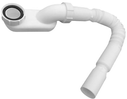 Kit di scarico flessibile per vasca da bagno e doccia, kit di scarico piatto a basso profilo piatto 1 1/2 P, tubo di scarico piatto a P a basso profilo per vasca da bagno (colore: bianco)