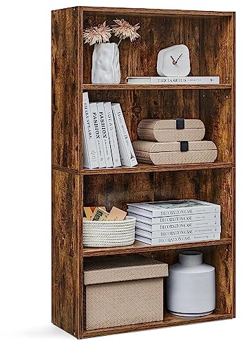 VASAGLE Bücherregal 4 Ebenen, Standregal, Aufbewahrungsregal, verstellbare Einlegeböden, für Wohnzimmer, Homeoffice, Schlafzimmer, vintagebraun LBC164X01