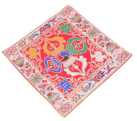 TOPPERFUN Cuscino Antiscivolo per Ciotola Sonora Buddhista in Raso di Seta Rosso, Design Leggero e Compatto, Supporto Doppio Strato per Ciotola Buddha, per Meditazione