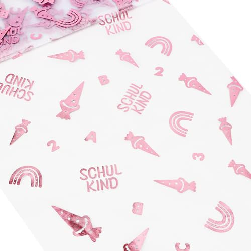 COLOFALLA 450cm x 29cm Einschulung Tischläufer Deko Schulkind Schulanfang Junge Mädchen (Pink)