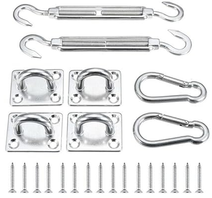 Stainless Sun Shade Sail Canopy Fitting for Rectangle Sun Shade Sail Installation Outdoors Patio Awning Attachment Set Sun Shade sail Hardware kit Rectangle Heavy Duty Stainless Steel (6mm)