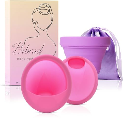 Menstruationsscheibe Bibrad mit Anti Spill Zone - 2 Menstrual Disc S+L, Sterilisator, Lagertasche, Handbuch - Periodenscheibe Alternative zu Periodenunterschwäsche und Menstruationstasse
