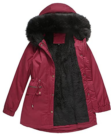 Winter Neue Damen Plüsch Baumwolljacke mit Pelzkragen und Kapuze für Wärme lose Baumwolljacke (5,3XL)