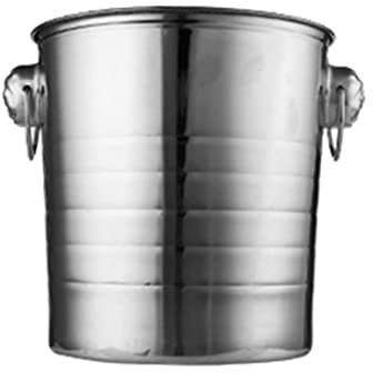 Großer Eiswürfelbehälter 4L/5L mit Deckel und Zange - Edelstahl - Doppelwandig Isoliert - Eiseimer - Auch als Weinkühler und Sektkühler (Sliber, 4L)