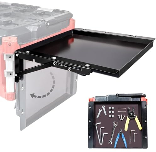 Powerful Magnetic Kit Compatible with Mil.waukee Packout Toolbox, Folding Table Top Compatible with Mil.waukee Packout, Tool Tray Side Bracket Compatible with Rails, No Drilling