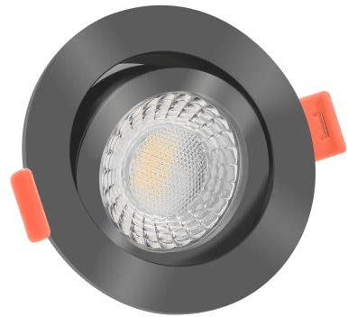 luxvenum Smart Home LED Einbaustrahler 24V 6W - 1x dimmbare LED Deckenleuchte extra flach nur 25mm, 60° Abstrahlwinkel, 90 CRI, Deckenspots für Flur, Wohnzimmer, Küche, Farbe Anthrazit, 4000K