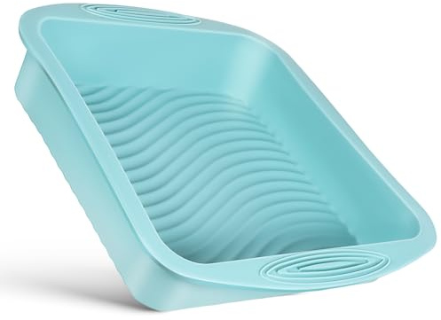 ABOOFAN Silicone Square Baking Tray 10 Inch Loaf Pan Nonstick with Nonslip Handles for Even Baking of Bread Cakes Brownies and Toasts Oven Safe Kitchen Bakeware