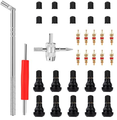 Herramienta de Extracción Válvula Neumáticos 43 Piezas, Removedor de Válvula Set con Válvula TR412 para Automóviles Motocicletas Camiones Vehículos