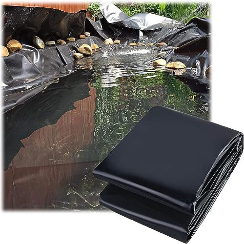 Strapazierfähige 0,2 mm dicke schwarze PVC-Gummi-Teichfolie, 2 x 4 m, 3 x 8 m, 4 x 6 m, 6 x 9 m, biegsame Teichhaut für kleine Teiche, Fischteiche, Bachläufe, Brunnen und Wassergärten
