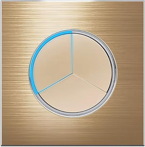 Interruptor de luz de pared circular de 1/2/3/4 bandas de 2 vías, indicador LED de vidrio (dorado, 3 bandas de 2 vías)