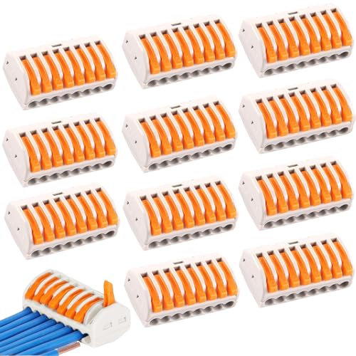 12 Connettori Per Cavi 8 Porte, Set Di 8 Conduttori Morsettiera Elettrica, Morsetto Di Collegamento Combinato, Blocchi Collegamento Elettrico Con Terminali 8 Conduttori, Per Conduttori Di Cavi Fissi.