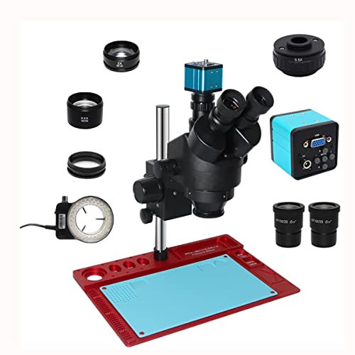 Zubehör für Mikroskope 3,5 x 90 x Trinokular, Industry Mikroskop, Zoom, Vergrößerung, Schaltung, Inspektion, Stereomikroskop mit 56 C-Mount-Objektiven, LED-Licht, Haltbarkeit und zuverlässige Leistung