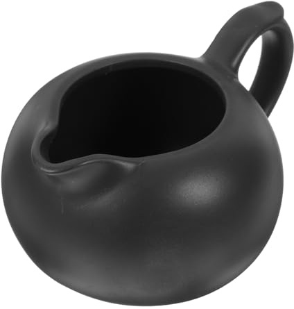 Cabilock Jarra De Leche De Cerámica Mediana Negra Mango, Hervidor Pequeño Resistente Para Salsa y Jugos, Recipiente Versátil Para Cocina y Servir Casa, Restaurante o Bar