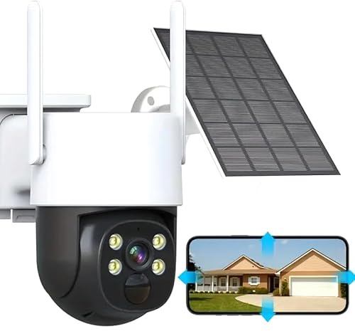 MF artSHOP Telecamera di Sicurezza WiFi da Esterno IP Camera con Pannello Solare, PTZ, Visione Notturna, Audio Bidirezionale, Tracciamento Automatico, Doppia Antenna, ICSEE, SD Card