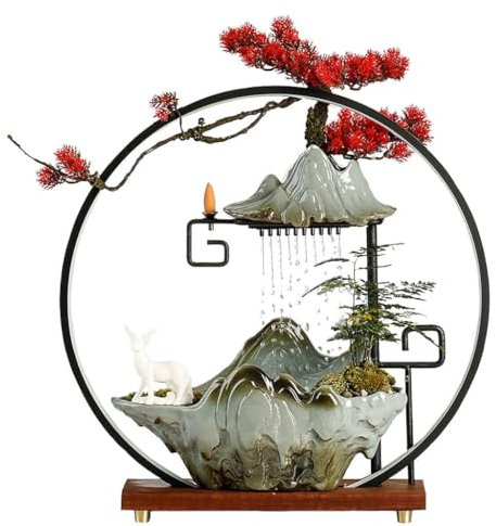 Decoraciones De La Casa Adornos creativos de cerámica for agua, fuente de rocalla de escritorio for oficina, decoraciones de escritorio for interiores, característica de cascada interior Fuente De Esc