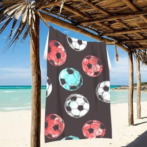 Asciugamano da spiaggia oversize super assorbente ad asciugatura rapida colorato gesso modello calcio morbido asciugamano da bagno accessori da spiaggia coperta da spiaggia piscina campeggio grande