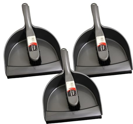 LITETRON 3 Pack Grey Handheld Dustpan and Brush Sets- Compact & Durable Brush and Pan Set,Easy-to-Use Cleaning Tools for Home,Office & Outdoors–Ergonomic Grip,Lightweight Design Dustpan and Brush