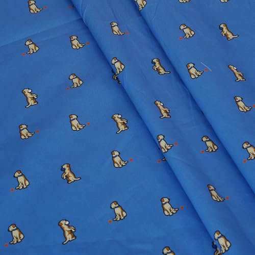 Hign Density reiner Baumwollstoff von The Yard, königsblaue Basis, Cartoon-Hunde-Druck, Baumwoll-Bekleidungsstoff, hergestellt in Japan, 109,2 cm breit, geeignet für modische Kleider, Hemden, Röcke