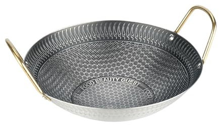 Wok Hoj630 - Caldera de cocina con función de estufa, olla seca adecuada para freír y guisar carne y verduras (plata, 27,3 x 23,5 x 11 cm)