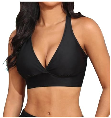 Haut de Bikini pour Femme Haut de Bikini Push-up Soutien-Gorge de Maillot de Bain rembourré Séchage Sportif Haut de rembourré Dos avec Rembourrage sans Armatures