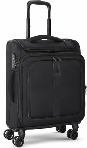 Aerolite 55x40x23 Erweiterbar Handgepäck Koffer, 4 Räder | Für Lufthansa, Eurowings, SunExpress & Wizz Air Priorität, Leicht, Trolley, Schwarz