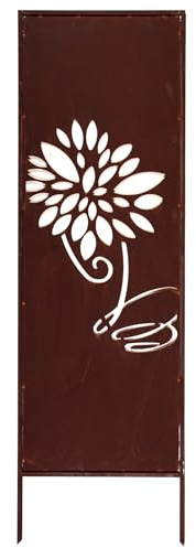 Kapaga Brise-vue en métal, 160 x 50 cm, aspect rouille, brise-vue, décoration de jardin, rouille, grande fleur