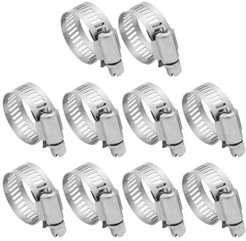 10 Pcs Hose Clips Adjustable, Stainless Steel Jubilee Clips Duct Clamps | Hose Pipe Clamp for Garden Pool Washing Machine, Rust Resistant Duct Clamp for Securing Hoses and Pipes Tube (8-16mm)