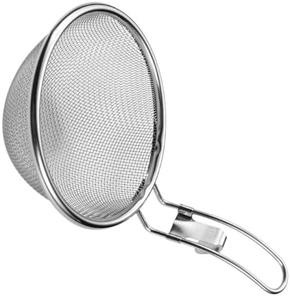 Colador multiusos de acero inoxidable con malla fina, bordes colgantes, herramienta de cocina para sopa de aceite, apto para lavavajillas, colador de filtro de sopa