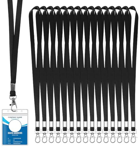 Aevorant 50er Set Lanyards zum Aufhängen,Robustes Schlüsselband Schwarz mit Metallclip - Lanyard für Konferenzen, Büro & Events - Vielseitiges Umhängeband für Ausweise, Schlüssel & Karten