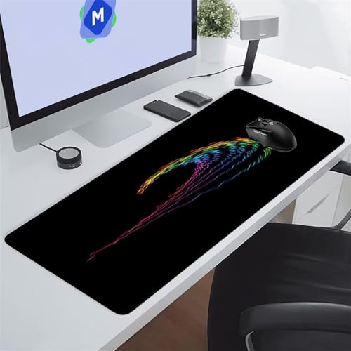 Tappetino Mouse XXL Gaming 1200x600x2 mm Strisce Colorate Tappetino per Mouse Grande Cuscinetto per Tastiera Grande da Scrivania Gaming Mousepad Lavabile per Ufficio e casa