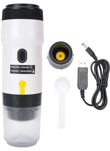Zerodis Macchina per Espresso Portatile, Mini Caffettiera da Viaggio Elettrica da Viaggio per Campeggio per Uffici Escursionistici per All'aperto (WHITE)
