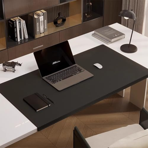 Schreibtischunterlage mit Lederkanten, verlängerte Maus, Laptop-Matte, wasserdichte Schreibblöcke mit Kantenschutz für Zuhause, Büro, Arbeitszubehör (Schwarz, 80 x 50 cm)