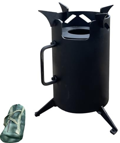 Tragbarer Holzofen Klein, Kompakter Outdoor Holzofen mit Herausnehmbarem Außeneinsatz, Geeignet für Alle Brennstoffe Wie Holz, Äste und Laub