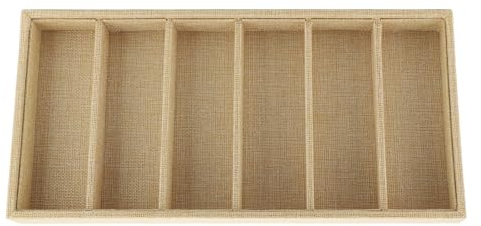 NOENNULL Soporte para Exhibición de Gafas, Caja Organizadora de Gafas de Sol de 6 Rejillas, Organizador de de Sol de Lino, Bandeja de Almacenamiento, Bandeja Multifuncional para Joyería, para Caja de