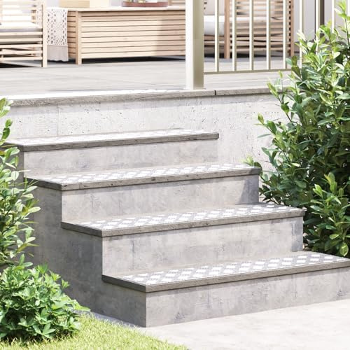 RMIHSJG Lot de 4 plaques ondulées en aluminium - Antidérapantes - 100 x 20 cm - Pour marches d'escalier avec design en plaque de diamant et construction en aluminium durable pour plus de sécurité