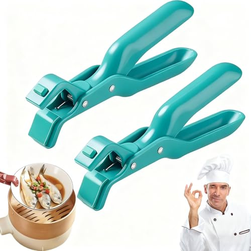 Hot Plate Gripper, Anti Scald Bowl Holder Clip, Multi-Function Anti-Scald Bowl Clip for Bowls & Dishes, Non-Slip Microwave Air Fryer Tongs for Hot Bowl Dish Plate (Green-2pcs)