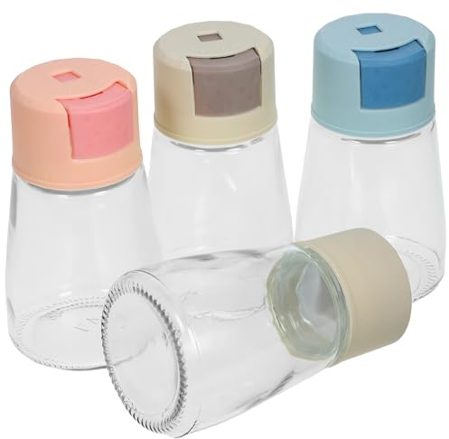 MOKKHNB Set 4 Pezzi Contenitori per Spezie in Vetro Dosatore Sale da 0,5g, Facile da Pulire da Tenere, per Cucina e Sala da Pranzo Colore Casuale