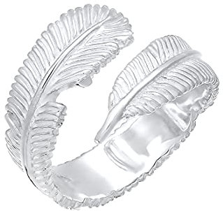 Elli Ring Damen Wickelring mit Feder Look in 925 Sterling Silber
